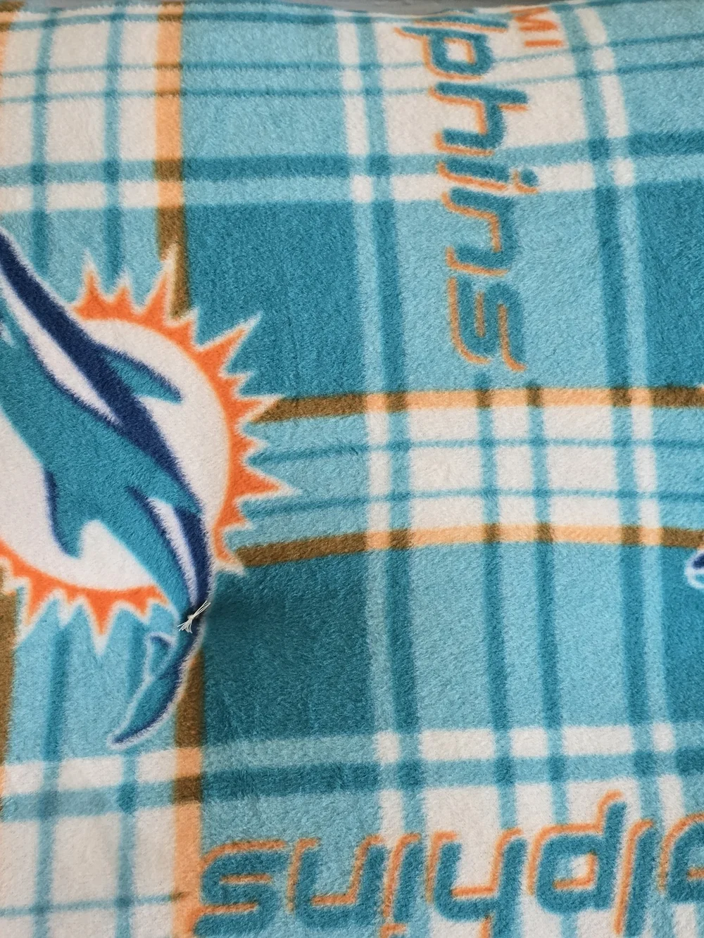 Miami Dolphins Plaid Fleece Dig Bed New - Teal Handmade 30x26 Large